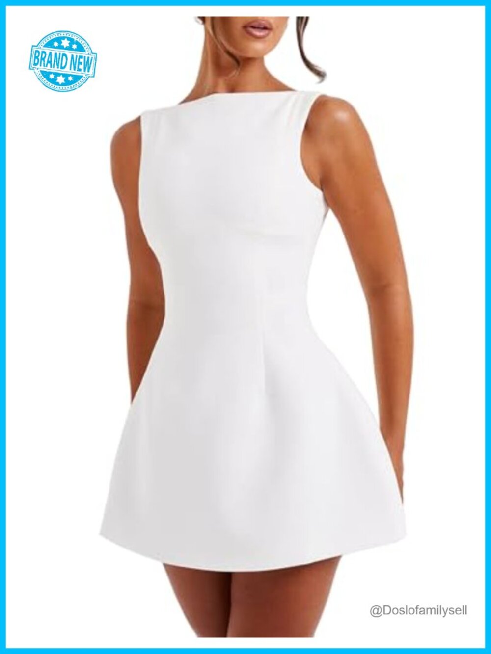 LuFeng Women's Sleeveless Zipper Mock Neck Mini A-line Dress